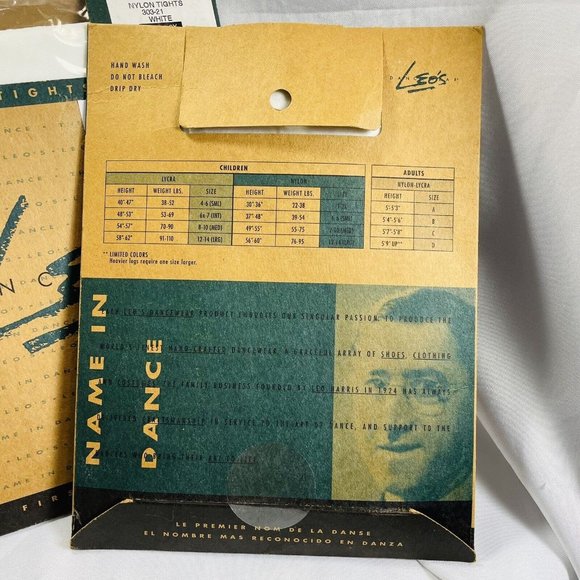 Leo’s Dancewear 303-21 White Nylon Dance Tights Size Child 1-3x 4 Pack Lot - Picture 4 of 5